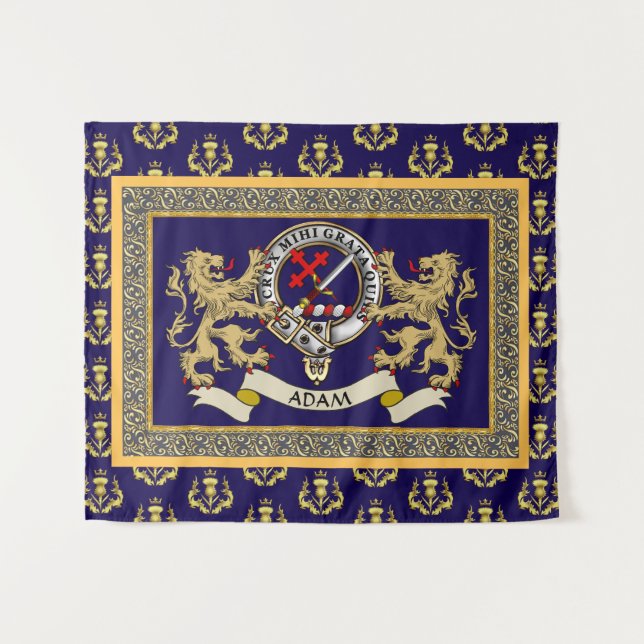 Adam Clan Badge Personalised Blue Tapestry (Front (Horizontal))
