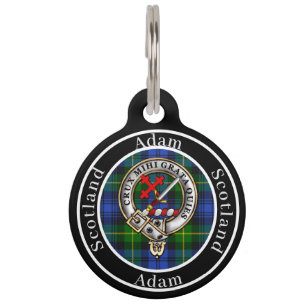 Adam Clan Badge & Tartan Personalised People Pet Tag