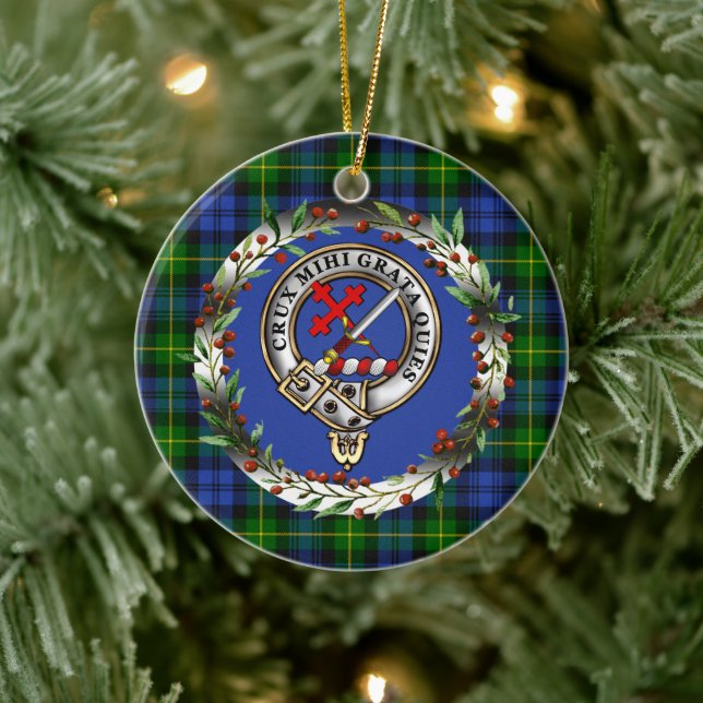 Adam Clan Badge & Tartan Personalised Xmas Ceramic Ornament (Tree)