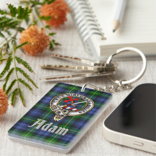 Adam Clan Badge/Tartan Rectangle Key Ring