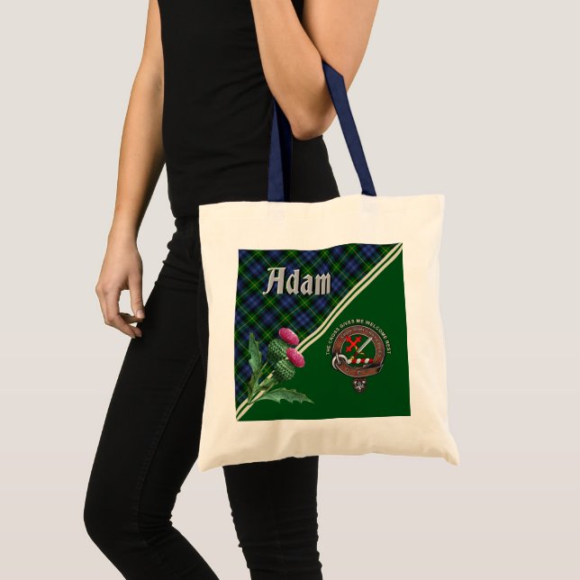 Adam Clan Badge & Tartan Tote Bag (Front (Product))
