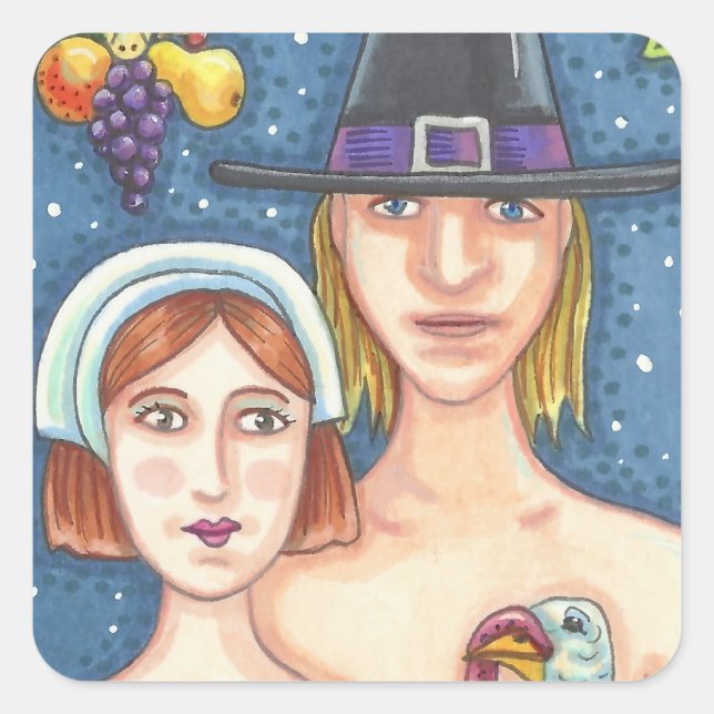 ADAM & EVE PILGRIMS THANKSGIVING STICKER SHEET Squ (Front)