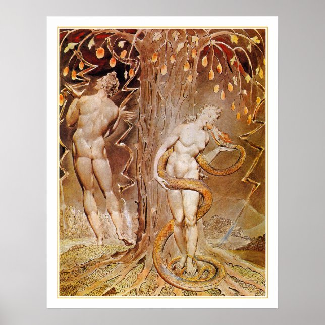 Adam, Eve & Serpent in the Garden of Eden by Blake Poster (Front)