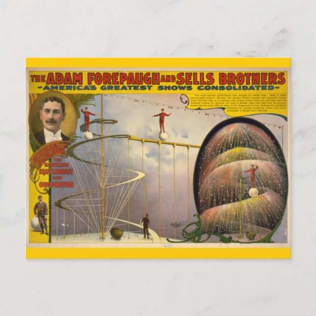 Adam Forepaugh and Sells Brothers Circus Poster Postcard (Front)