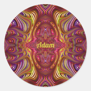 ADAM ~ Multicoloured Fractal Design ~ Classic Round Sticker