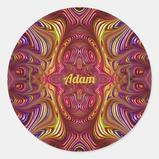 ADAM ~ Multicoloured Fractal Design ~ Classic Round Sticker (Front)