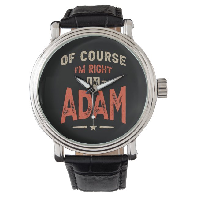 Adam Name Funny Personalised Birthday Adam Watch (Front)