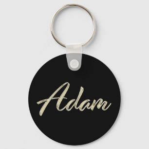 Adam Name whitegold Button Schlüsselanhänger Key Ring