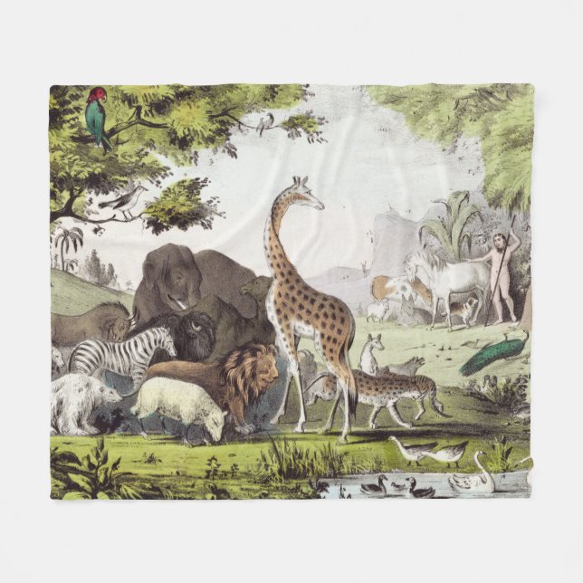 Adam Names the Creatures Fleece Blanket (Front (Horizontal))