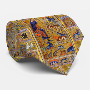 ADAM NAMING ANIMALS,MEDIEVAL BESTIARY,DEERS,LIONS  TIE
