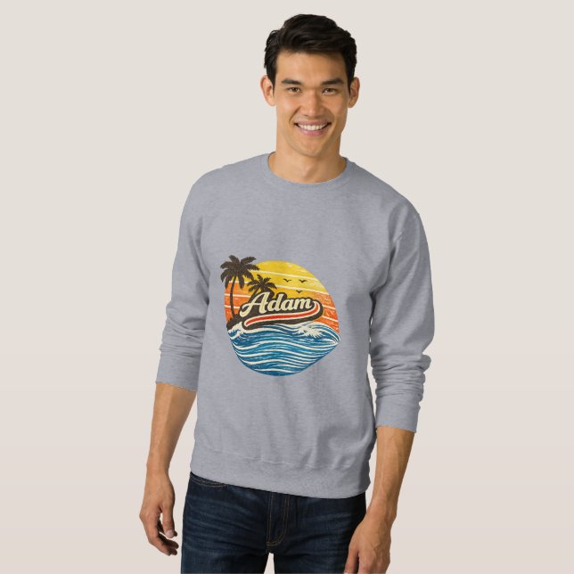 Adam Retro Sunset Name Design Sweatshirt (Front Full)