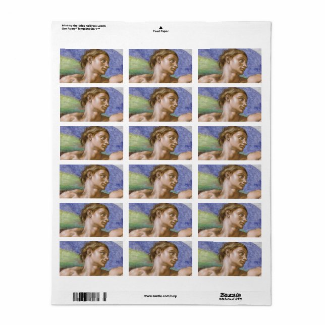 Adam, Sistine Chapel by Michelangelo Label (Full Sheet)