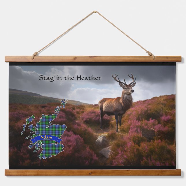 Adam Stag in the Heather Personalised Hanging Tapestry (Front)
