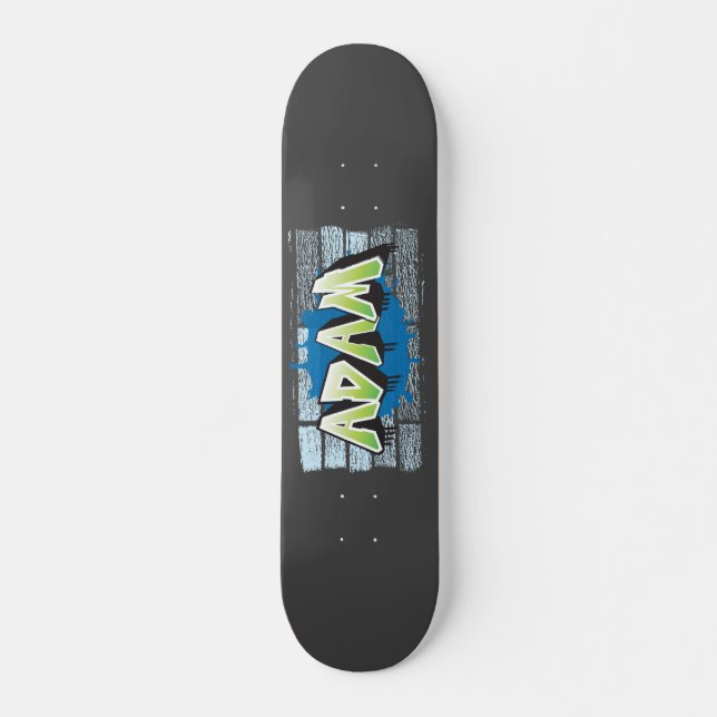 Adam Your Name Graffiti Brick Wall Stylised Skateboard (Front)