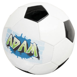 Adam Your Name Graffiti Brick Wall Stylized Soccer Ball