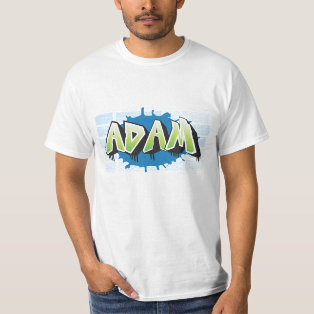 Adam Your Name Graffiti Brick Wall Stylized T-Shirt (Front)