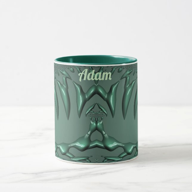 ADAM ~ Zany 3D Fractal ~ Green 3D Mug (Center)