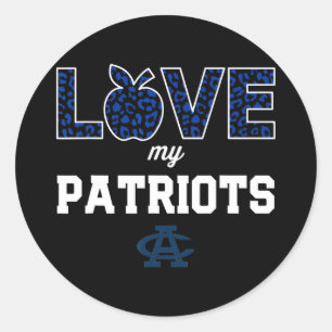 Adams Central Patriots Logo Love My Team HS Classic Round Sticker