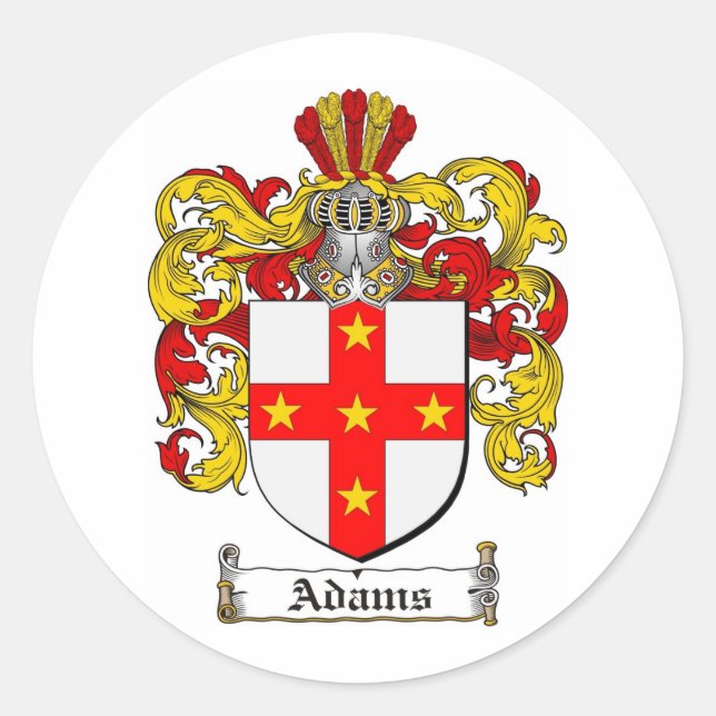 ADAMS FAMILY CREST -  ADAMS COAT OF ARMS CLASSIC ROUND STICKER (Front)
