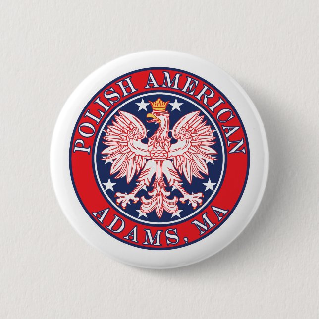 Adams Massachusetts Polish 6 Cm Round Badge (Front)
