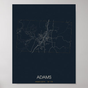 Adams Massachusetts Street Map Poster (Night)