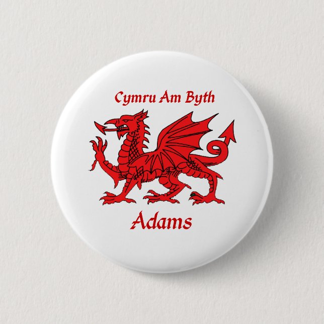 Adams Welsh Dragon 6 Cm Round Badge (Front)