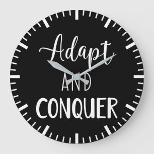 Adapt and Conquer - Gym, Hustle, Success Large Clock
