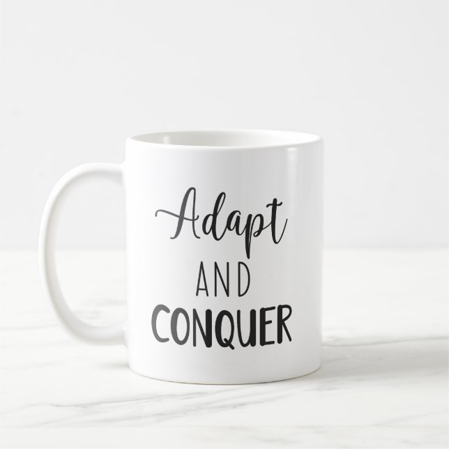 Adapt and Conquer - Gym, Success, Hustle Coffee Mug (Left)