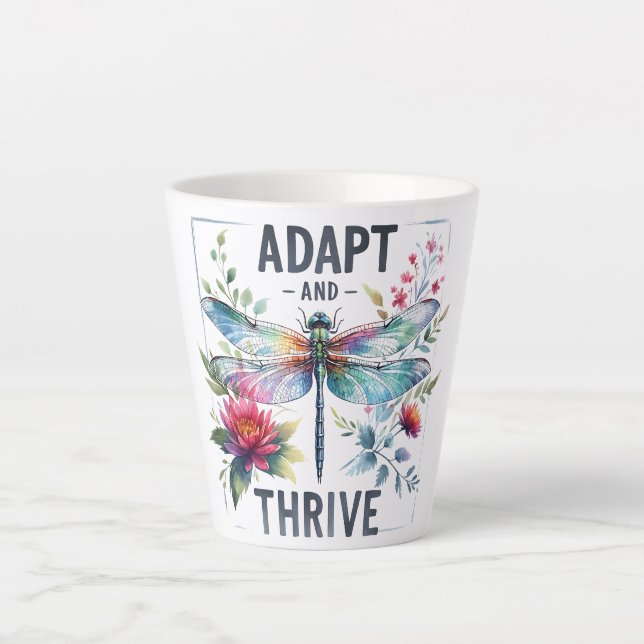 Adapt and Thrive - Artistic Dragonfly Latte Mug (Front)
