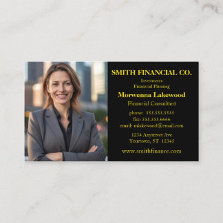 Adaptable Photo Professional Gold and Black Business Card