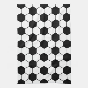 Adapted Soccer Ball pattern Black White Tea Towel