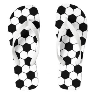Adapted Soccer Ball pattern Black White Thongs