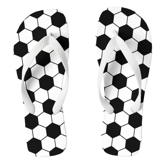 Adapted Soccer Ball pattern Black White Thongs (Footbed)