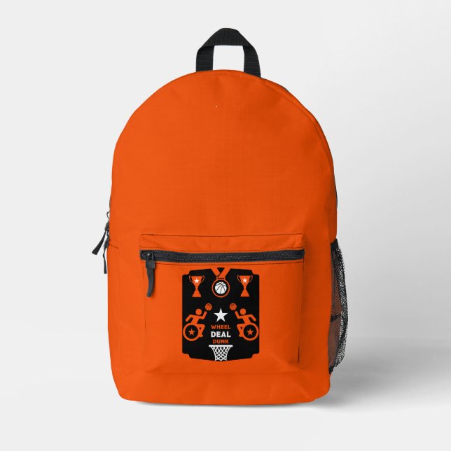 Adaptive Disabled Basketball Printed Backpack (Front)