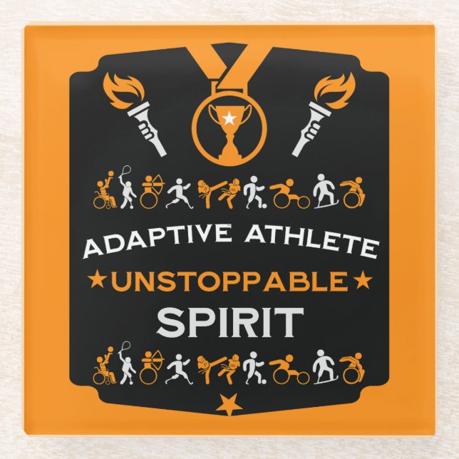 Adaptive Disabled Sports Gift Glass Coaster (Front)