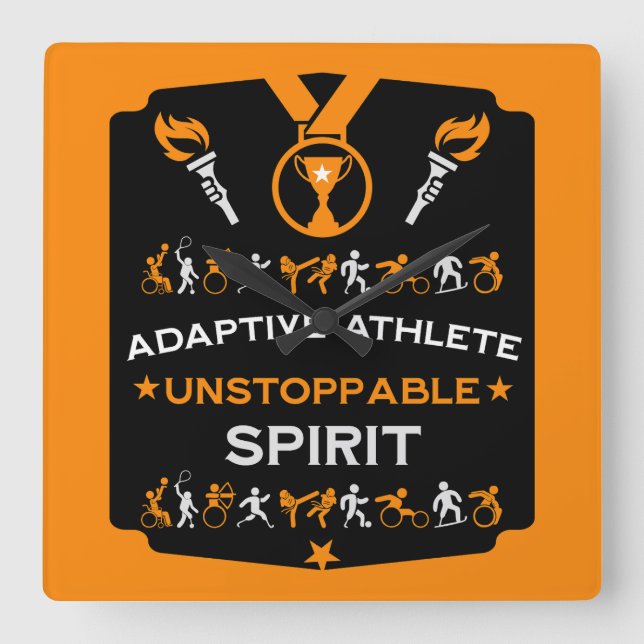 Adaptive Disabled Sports Gift Square Wall Clock (Front)