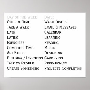Adaptive Living Tool Daily Tasks Chores To Do List Poster