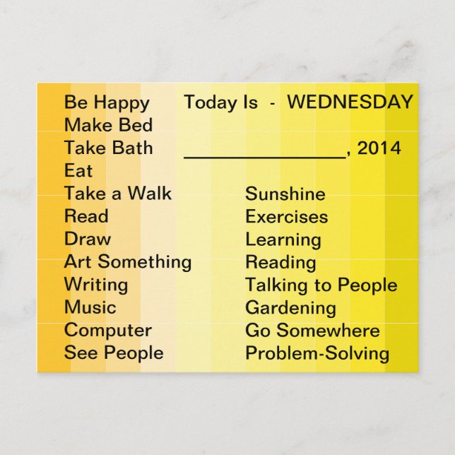 Adaptive Living Tools Daily List To Do Card Wednes (Front)