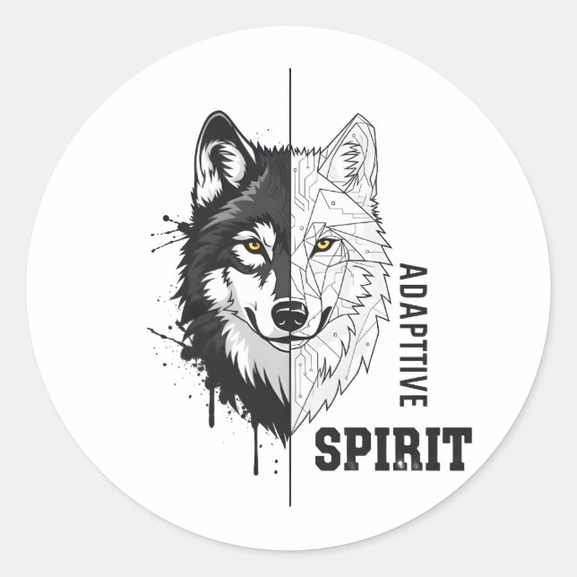 Adaptive Spirit Wolf Round Sticker (Front)