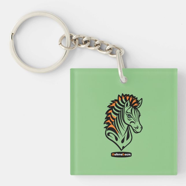 Adaptive ZebraLeon - Illustration with text Key Ring (Front)
