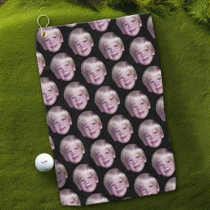 Add 1 Floating Head Photo Half Drop Pattern black Golf Towel