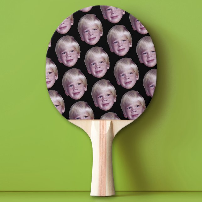 Add 1 Floating Head Photo Half Drop Pattern black Ping Pong Paddle (Custom Pink Pong Paddle)
