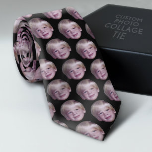 Add 1 Floating Head Photo Half Drop Pattern black Tie