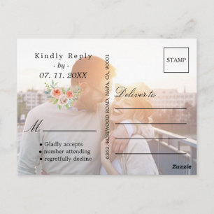 Add  2 Custom Photo Personalised Wedding RSVP Postcard