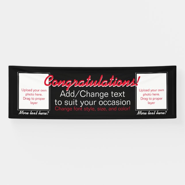 Add 2 photos customisable banner congrats welcome (Horizontal)