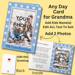 Add 2 Photo's in Blue Frames for Grandmother Card