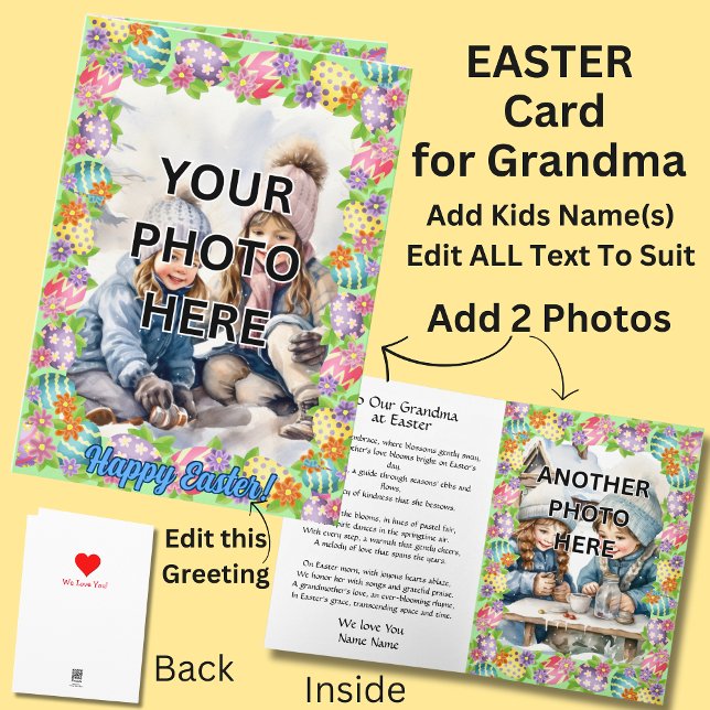 Add 2 Photo's in Easter Frames for Grandmother Card (Creator Uploaded)