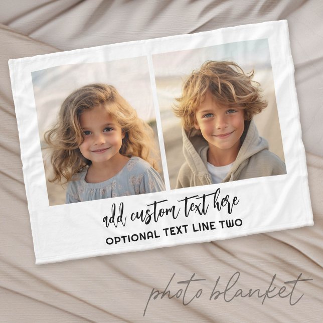 Add 2 Photos - Simple Collage Fleece Blanket (Custom Fleece Photo Blanket)