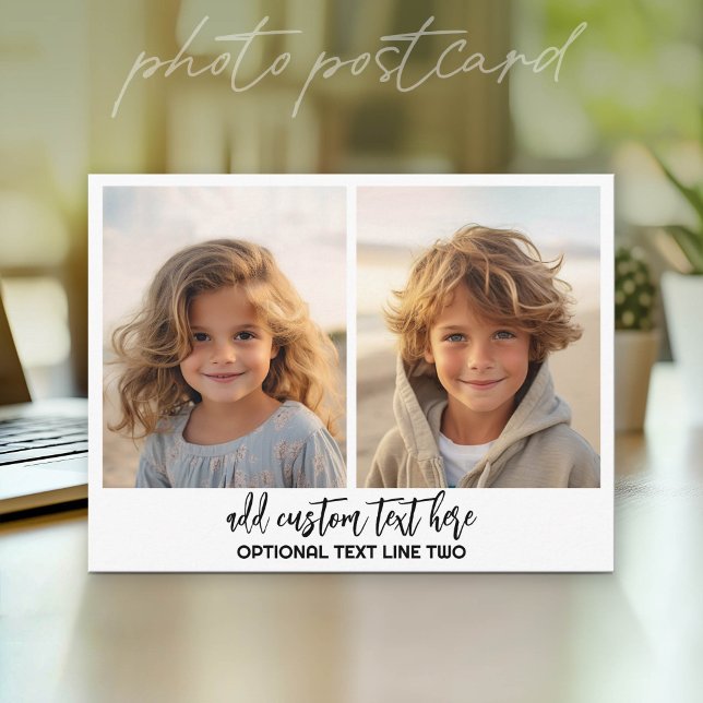 Add 2 Photos - Simple Collage Postcard (Photo Postcard - Customize with your favorite pics)