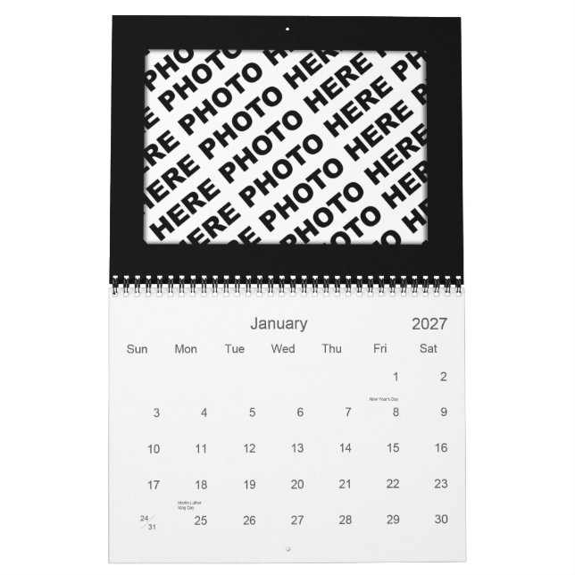 Add 34 Photos In One Calendar Black Frame (Jan 2027)